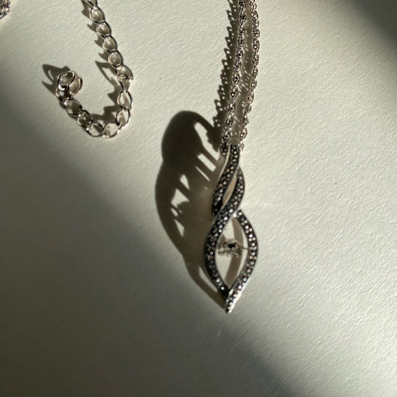 GENUINE Diamond necklace 925 Sterling silver - Picture 9 of 15